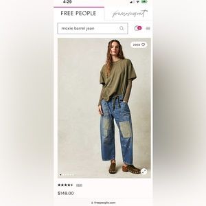 Brand new, no tag.  Missed return window.  Free People Moxie Barrel Jean